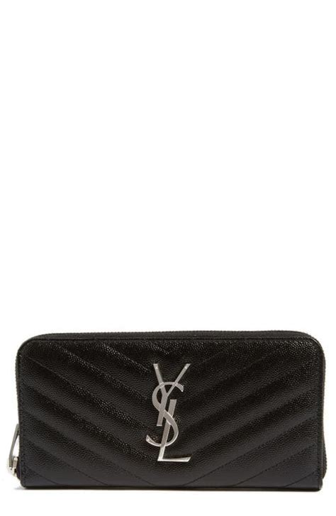 Saint Laurent 'Monogram' Zip Around Quilted Calfskin Leather 